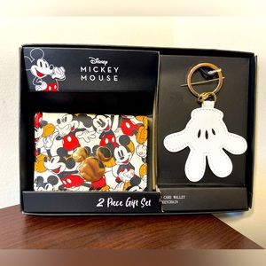 Disney Mickey Mouse Wallet And Hand Keychain Gift Set In Box.